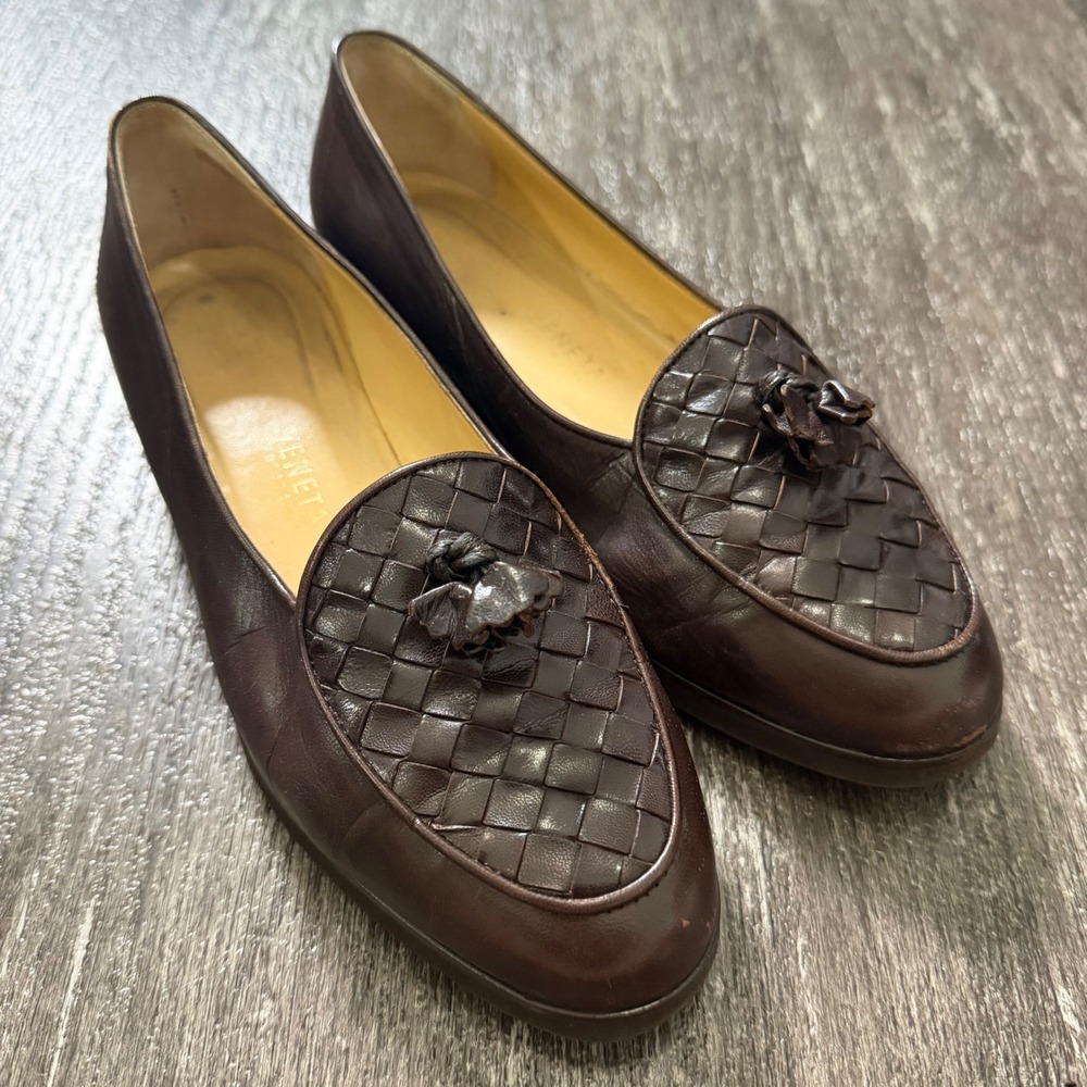 Bottega Veneta Loafers Women Brown Intrecciato Woven Leather Tassel Flats 5